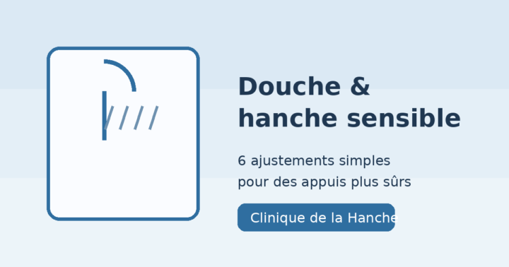 Illustration éditoriale d une douche pour un article sur la hanche sensible