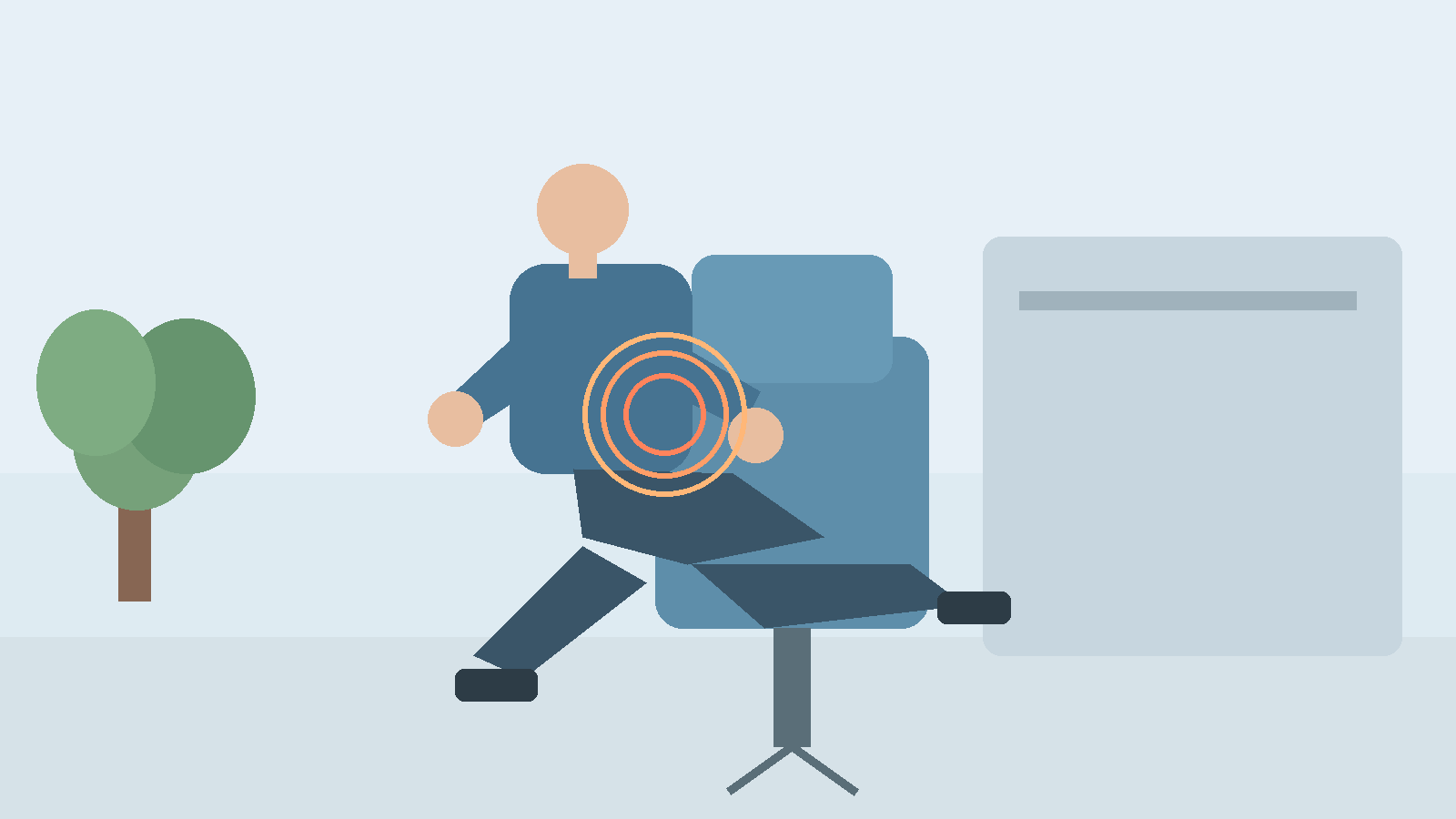 Illustration d une personne assise avec zone de hanche sensible