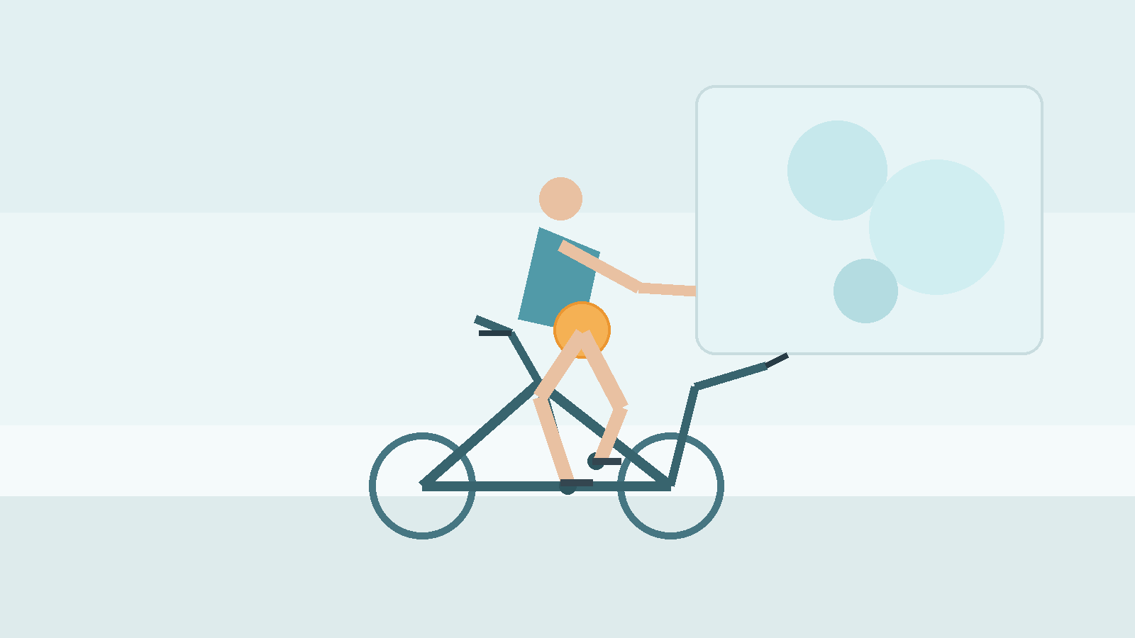 Illustration d une personne sur un velo d appartement avec mise en avant de la zone de la hanche