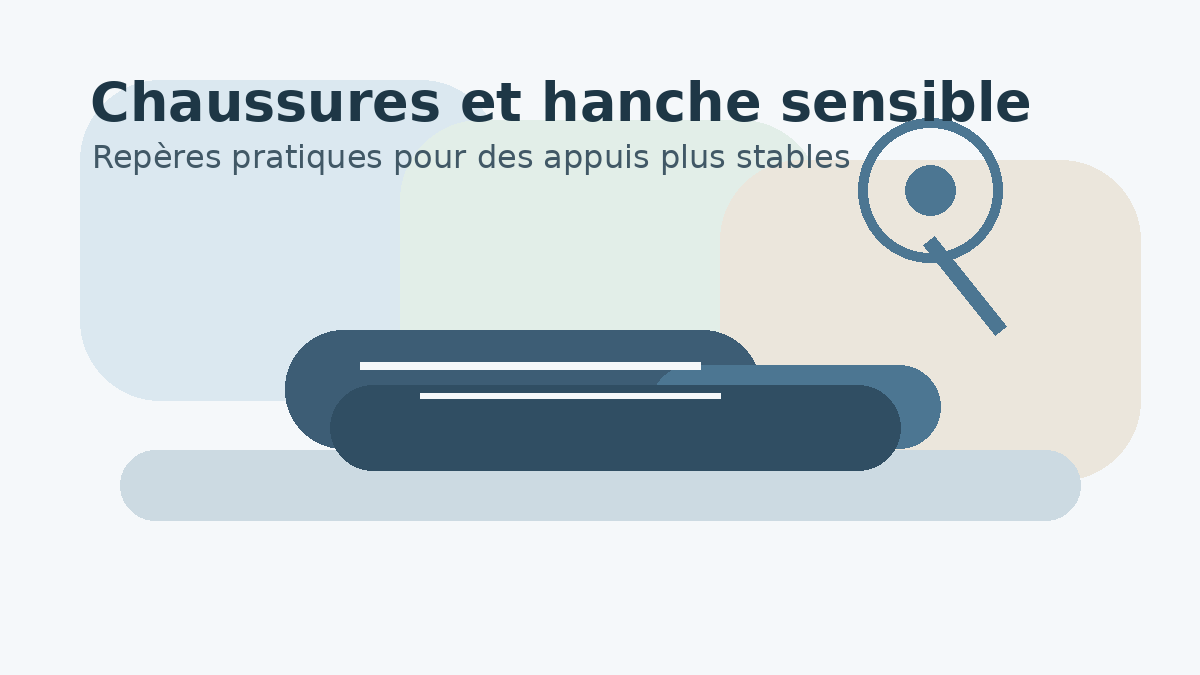Illustration informative sur les chaussures et les appuis avec une hanche sensible