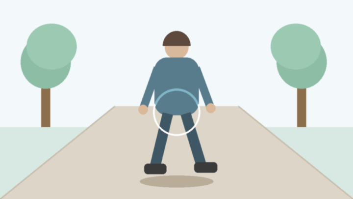 Illustration informative d’une personne marchant dehors avec des appuis stables