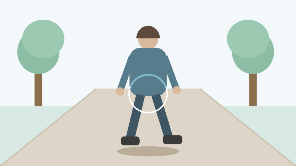 Illustration informative d’une personne marchant dehors avec des appuis stables